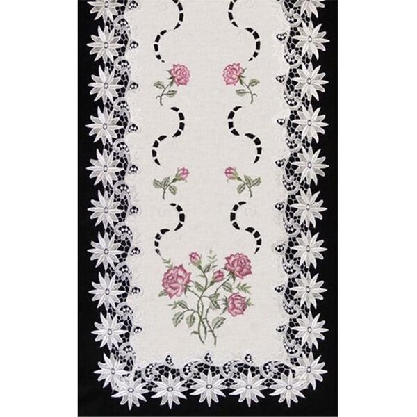 Sinobrite Sinobrite H0608-RS Pink Rose Lacey Edge Square Table-Topper; 44 x 44 in. H0608/RS(44x44) - main